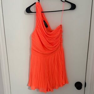 Fab'rik Baylor One Shoulder Romper bright coral color